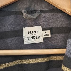Flint and Tinder Lined Dry Waxed Trucker Jacket Charcoal - L